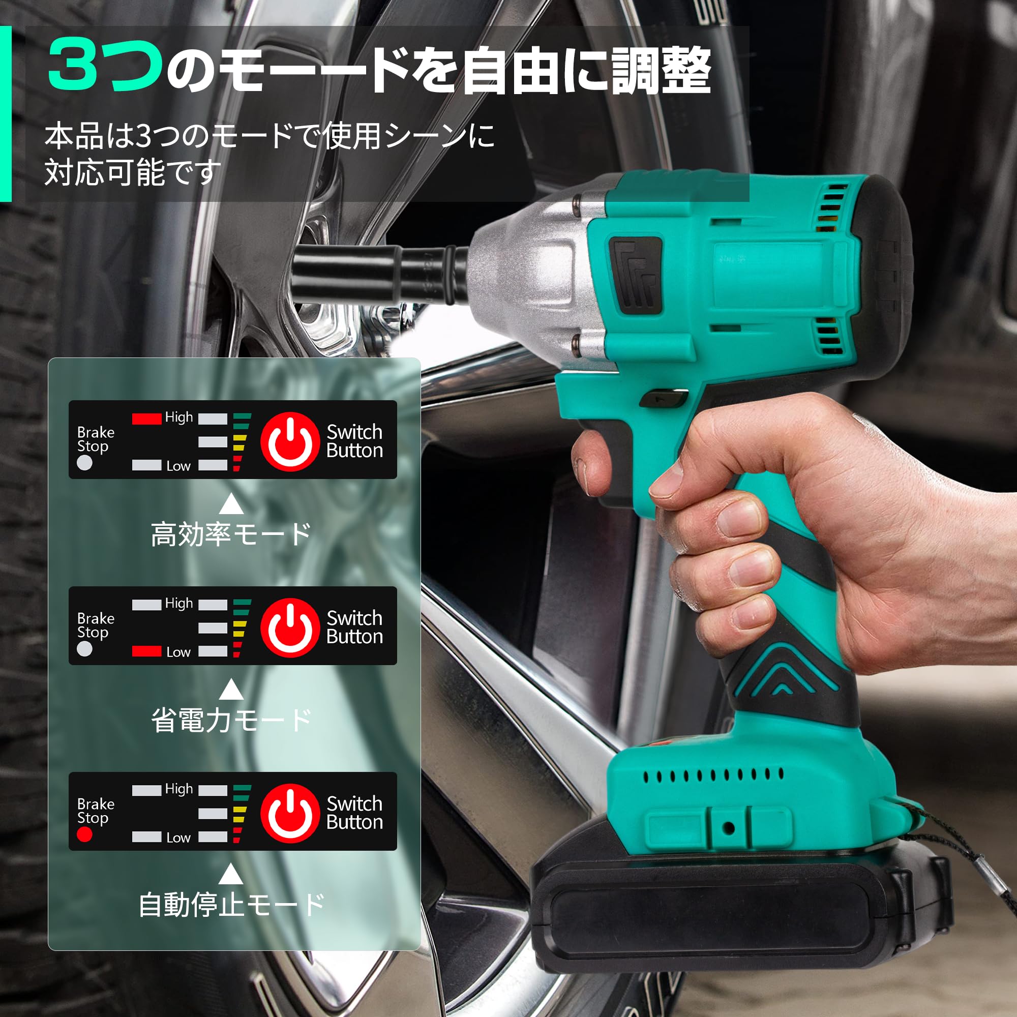 Amazon | 電動インパクトレンチ 充電式 タイヤ交換 インパクト強力